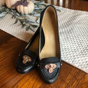 Tommy Hilfiger Leather Loafer Wedge- Black